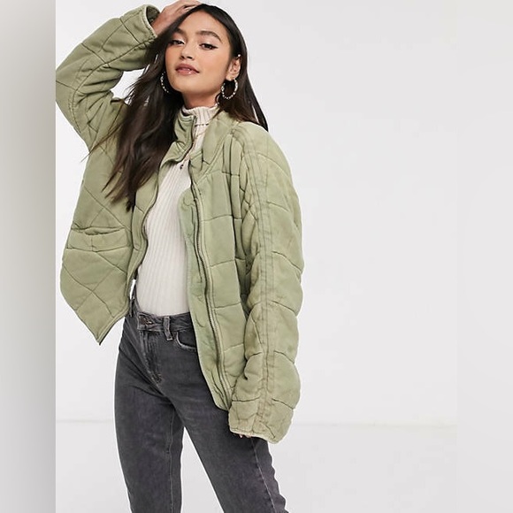 Free People Dolman Quilted Jacket in Green Size: XS - Picture 3 of 9